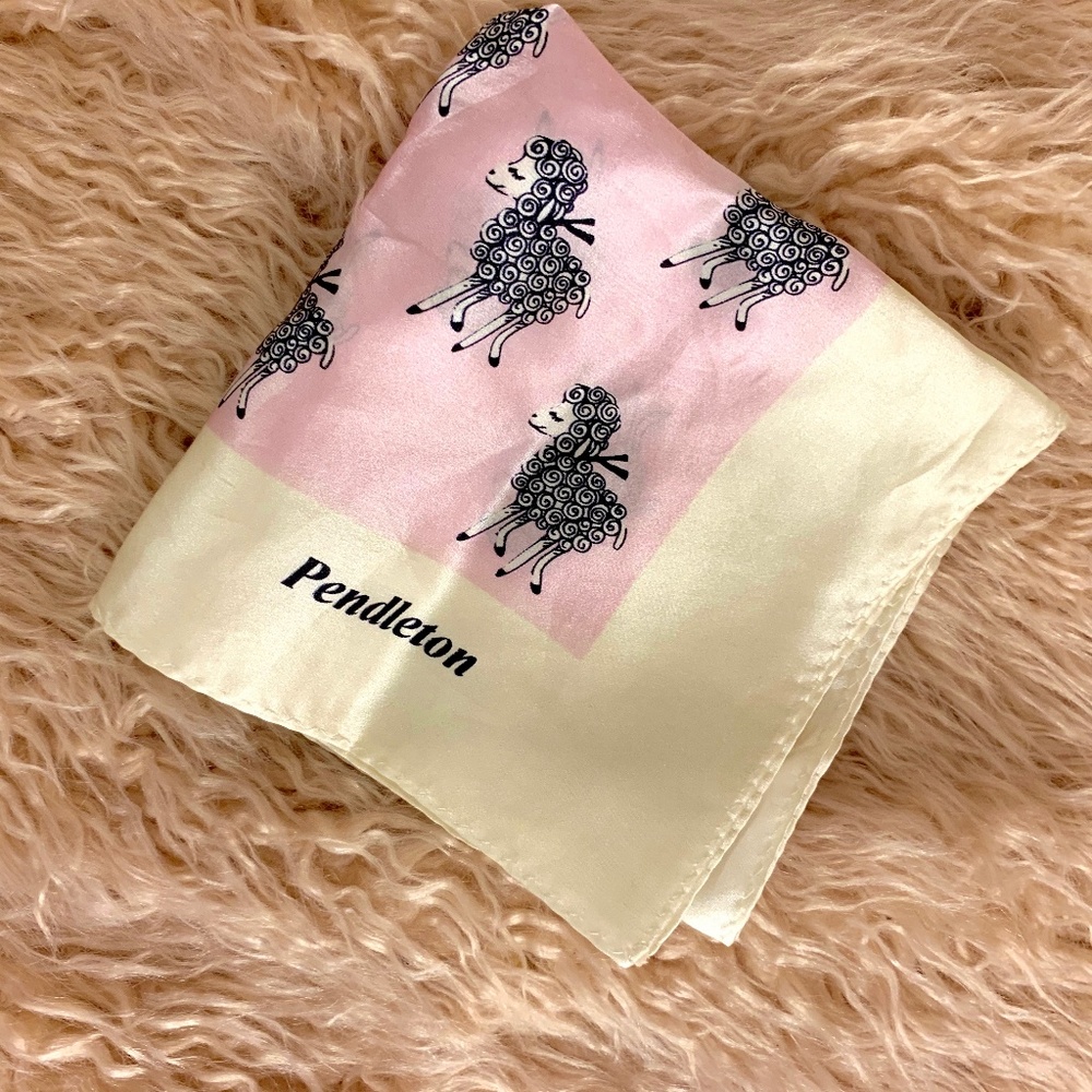 Vintage Pendleton Scarf with Sheep Print